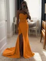 Sheath/Column Silk Like Satin Sequin Sweetheart Sleeveless Court Train Porm Dress