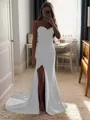 Sheath/Column Silk Like Satin Sequin Sweetheart Sleeveless Court Train Porm Dress
