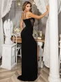 Sheath/Column V-neck Stretch Crepe Spaghetti Straps Sweep Train Porm Dress
