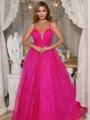 A-Line/Princess V-neck Spaghetti Straps Floor-Length Prom Porm Dress