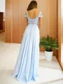 A-Line/Princess Off-the-Shoulder Floor-Length Chiffon Prom Dress With Leg Slit