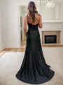 Sheath One-Shoulder Appliques Lace Sweep Train Silk Like Satin Porm Dress