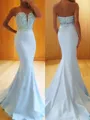 Trumpet/Mermaid Sweetheart Sweep Train Satin Prom Dress With Beading