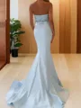 Trumpet/Mermaid Sweetheart Sweep Train Satin Prom Dress With Beading