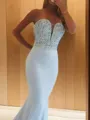 Trumpet/Mermaid Sweetheart Sweep Train Satin Prom Dress With Beading