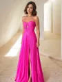 A-line Sweetheart Pleated Floor-Length Chiffon Porm Dress