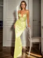 Sheath V-neck Pleated Floor-Length Silk Like Satin Porm Dress