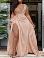 Sheath One-Shoulder Pleated Sweep Train Silk Like Satin Porm Dress