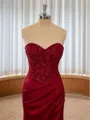 Sheath Silk Like Satin Sweetheart Appliques Lace Court Train Corset Porm Dress