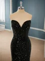 Mermaid Velvet Sequins Sweetheart Sweep Train Porm Dress