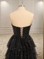 A-line Straight Beading Sweep Train Porm Dress