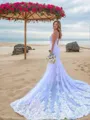 Trumpet/Mermaid Straps Court Train Tulle Wedding Dresses With Appliques Lace