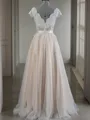 A-Line/Princess V-neck Floor-Length Lace Wedding Dresses With Appliques Lace