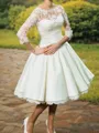 A-Line/Princess Scoop Knee-Length Stretch Crepe Wedding Dresses