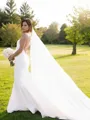 Sheath/Column V-neck Court Train Stretch Crepe Wedding Dresses