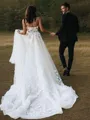 A-Line/Princess Sweetheart Court Train Tulle Wedding Dresses With Appliques Lace