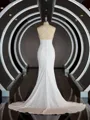 Sheath/Column Halter Sweep Train Stretch Crepe Wedding Dresses with Leg Slit