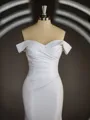 Trumpet/Mermaid Off-the-Shoulder Court Train Stretch Crepe Wedding Dresses with Pleated