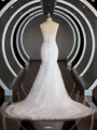 Trumpet/Mermaid Sweetheart Court Train Tulle Wedding Dresses with Appliques Lace
