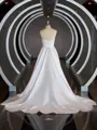 A-Line/Princess Sweetheart Chapel Train Satin Wedding Dresses with Ruffles