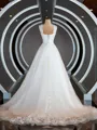 A-Line/Princess Sweetheart Sweep Train Lace Wedding Dresses with Appliques Lace