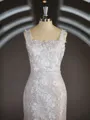 Sheath/Column Straps Sweep Train Lace Wedding Dresses with Appliques Lace