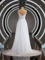 A-Line/Princess V-neck Court Train Chiffon Wedding Dresses with Leg Slit