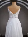 A-Line/Princess V-neck Court Train Chiffon Wedding Dresses with Leg Slit