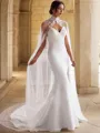 Trumpet/Mermaid Sweetheart Sweep Train Stretch Crepe Wedding Dress with Appliques Lace