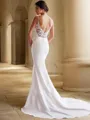 Trumpet/Mermaid Sweetheart Sweep Train Stretch Crepe Wedding Dress with Appliques Lace