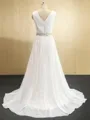 A-Line/Princess V-neck Sweep Train Chiffon Wedding Dresses With Leg Slit
