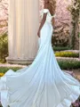 Sheath Off-the-Shoulder Pleated Cathedral Train Corset Wedding Dress