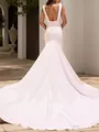 Sheath V-neck Chapel Train Stretch Crepe Wedding Dress