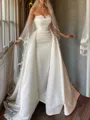 Sheath Sweetheart Beading Floor-Length Satin Convertible Wedding Dress