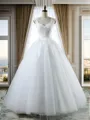 Ball Gown V-neck Sleeveless Sweetheart Floor-Length Applique Tulle Wedding Dresses