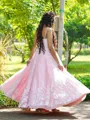 Ball Gown Spaghetti Straps Floor-Length Satin Wedding Dress