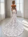 Sheath Off-the-Shoulder Long Sleeves Appliques Lace Cathedral Train Lace Wedding Dress