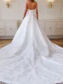A-line Straight Appliques Lace Cathedral Train Satin Wedding Dress