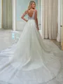 A-line V-neck Cathedral Train Tulle Wedding Dress