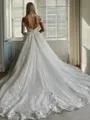 A-line Off-the-Shoulder Appliques Lace Cathedral Train Tulle Wedding Dress