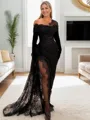 Sheath/Column One-Shoulder Lace Long Sleeves Wedding Dresses