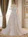 A-line Tulle Off-the-Shoulder Appliques Lace Chapel Train Wedding Dress
