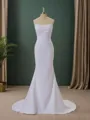 Sheath Stretch Crepe Straight Pleated Court Train Wedding Dress