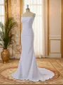 Sheath Stretch Crepe Straight Pleated Court Train Wedding Dress