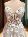 A-line Sweetheart Appliques Lace Cathedral Train Tulle Corset Wedding Dress