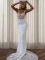 Sheath Square Appliques Lace Cathedral Train Lace Corset Wedding Dress