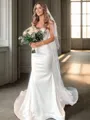 Sheath Spaghetti Straps Court Train Satin Wedding Dress