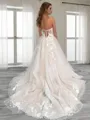 A-line Sweetheart Appliques Lace Chapel Train Tulle Corset Wedding Dress