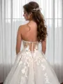 A-line Sweetheart Appliques Lace Chapel Train Tulle Corset Wedding Dress