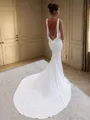 Mermaid V-neck Pleated Cathedral Train Charmeuse Wedding Dress